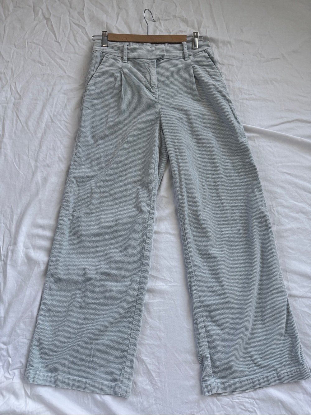American Eagle Light Blue Wide-Leg Corduroys
